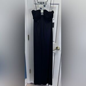 Aidan Mattox Long Halter Jersey Dress.  Black size 6 NWT RHINESTONE ACCENT